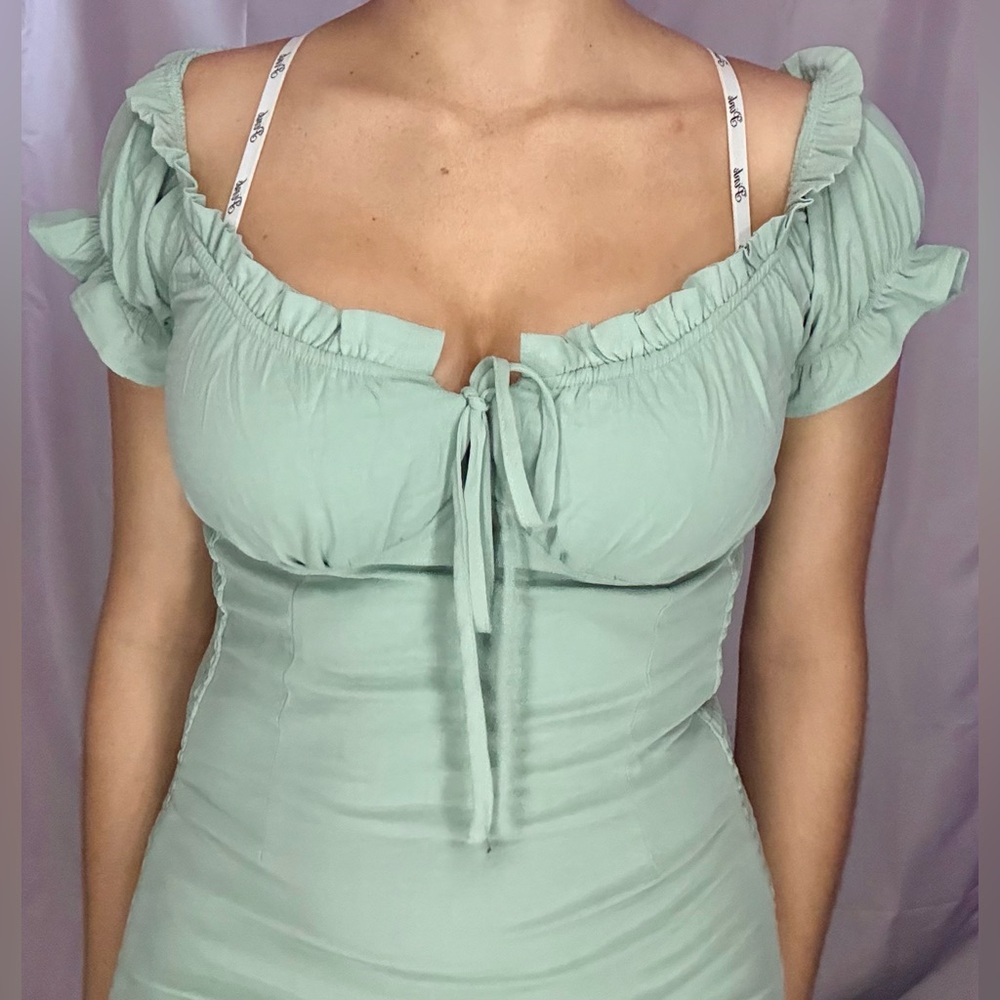 Mint Green Ruched Dress